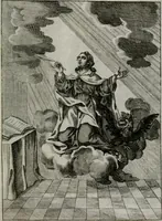 An illustration from Ichnographia emblematica triplicis ad Deum Tri-unum mysticae viae, purgativae, illuminativae, unitivae : splendoribus sanctorum, virtutibus eorum, divinisque charismatibus illustrata, in quinque partes divisa ... (1779)