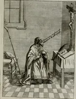 An illustration from Ichnographia emblematica triplicis ad Deum Tri-unum mysticae viae, purgativae, illuminativae, unitivae : splendoribus sanctorum, virtutibus eorum, divinisque charismatibus illustrata, in quinque partes divisa ... (1779)