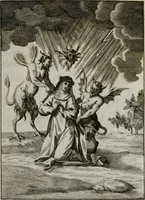 An illustration from Ichnographia emblematica triplicis ad Deum Tri-unum mysticae viae, purgativae, illuminativae, unitivae : splendoribus sanctorum, virtutibus eorum, divinisque charismatibus illustrata, in quinque partes divisa ... (1779)
