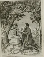 An illustration from Ichnographia emblematica triplicis ad Deum Tri-unum mysticae viae, purgativae, illuminativae, unitivae : splendoribus sanctorum, virtutibus eorum, divinisque charismatibus illustrata, in quinque partes divisa ... (1779)