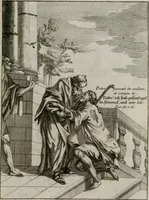 An illustration from Ichnographia emblematica triplicis ad Deum Tri-unum mysticae viae, purgativae, illuminativae, unitivae : splendoribus sanctorum, virtutibus eorum, divinisque charismatibus illustrata, in quinque partes divisa ... (1779)