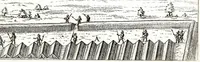 An illustration from I commentari di C. Givlio Cesare : con le figvre in rame de gli alloggiamenti, de' fatti d'arme, delle circonuallationi delle città, & di molte altre cose notabili descritte in essi (1598)