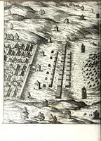 An illustration from I commentari di C. Givlio Cesare : con le figvre in rame de gli alloggiamenti, de' fatti d'arme, delle circonuallationi delle città, & di molte altre cose notabili descritte in essi (1598)