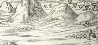 An illustration from I commentari di C. Givlio Cesare : con le figvre in rame de gli alloggiamenti, de' fatti d'arme, delle circonuallationi delle città, & di molte altre cose notabili descritte in essi (1598)