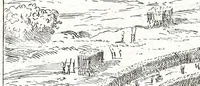An illustration from I commentari di C. Givlio Cesare : con le figvre in rame de gli alloggiamenti, de' fatti d'arme, delle circonuallationi delle città, & di molte altre cose notabili descritte in essi (1598)