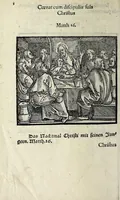 An illustration from Icones catecheseos et virtvtvm ac uitiorum illustratae numeris Iohannis Hofferi cobergensis : item. Historia passionis domini nostri Iesu Christi effigiata (1558)