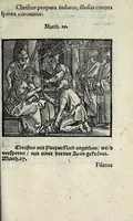 An illustration from Icones catecheseos et virtvtvm ac uitiorum illustratae numeris Iohannis Hofferi cobergensis : item. Historia passionis domini nostri Iesu Christi effigiata (1558)