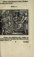 An illustration from Icones catecheseos et virtvtvm ac uitiorum illustratae numeris Iohannis Hofferi cobergensis : item. Historia passionis domini nostri Iesu Christi effigiata (1558)