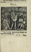 An illustration from Icones catecheseos et virtvtvm ac uitiorum illustratae numeris Iohannis Hofferi cobergensis : item. Historia passionis domini nostri Iesu Christi effigiata (1558)