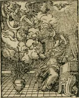 An illustration from Icones historicae Novi Testamenti, carminibus latinis et gallicis illustratae, in quibus exponitur historia in singulis exhibita figuris = Figures historiques du Nouveau Testament, accompagnées de quadrains en latin et en françois, qui exposent l'histoire representée en chaque figure (1681)