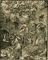 An illustration from Icones historicae Novi Testamenti, carminibus latinis et gallicis illustratae, in quibus exponitur historia in singulis exhibita figuris = Figures historiques du Nouveau Testament, accompagnées de quadrains en latin et en françois, qui exposent l'histoire representée en chaque figure (1681)
