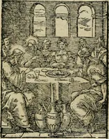 An illustration from Icones historicae Novi Testamenti, carminibus latinis et gallicis illustratae, in quibus exponitur historia in singulis exhibita figuris = Figures historiques du Nouveau Testament, accompagnées de quadrains en latin et en françois, qui exposent l'histoire representée en chaque figure (1681)