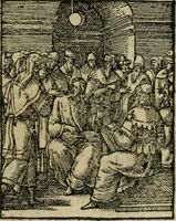 An illustration from Icones historicae Novi Testamenti, carminibus latinis et gallicis illustratae, in quibus exponitur historia in singulis exhibita figuris = Figures historiques du Nouveau Testament, accompagnées de quadrains en latin et en françois, qui exposent l'histoire representée en chaque figure (1681)