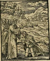 An illustration from Icones historicae Novi Testamenti, carminibus latinis et gallicis illustratae, in quibus exponitur historia in singulis exhibita figuris = Figures historiques du Nouveau Testament, accompagnées de quadrains en latin et en françois, qui exposent l'histoire representée en chaque figure (1681)