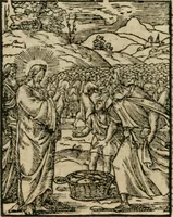 An illustration from Icones historicae Novi Testamenti, carminibus latinis et gallicis illustratae, in quibus exponitur historia in singulis exhibita figuris = Figures historiques du Nouveau Testament, accompagnées de quadrains en latin et en françois, qui exposent l'histoire representée en chaque figure (1681)