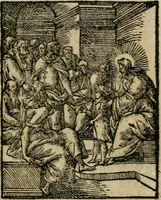 An illustration from Icones historicae Novi Testamenti, carminibus latinis et gallicis illustratae, in quibus exponitur historia in singulis exhibita figuris = Figures historiques du Nouveau Testament, accompagnées de quadrains en latin et en françois, qui exposent l'histoire representée en chaque figure (1681)