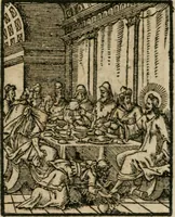 An illustration from Icones historicae Novi Testamenti, carminibus latinis et gallicis illustratae, in quibus exponitur historia in singulis exhibita figuris = Figures historiques du Nouveau Testament, accompagnées de quadrains en latin et en françois, qui exposent l'histoire representée en chaque figure (1681)