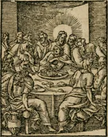 An illustration from Icones historicae Novi Testamenti, carminibus latinis et gallicis illustratae, in quibus exponitur historia in singulis exhibita figuris = Figures historiques du Nouveau Testament, accompagnées de quadrains en latin et en françois, qui exposent l'histoire representée en chaque figure (1681)