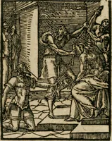 An illustration from Icones historicae Novi Testamenti, carminibus latinis et gallicis illustratae, in quibus exponitur historia in singulis exhibita figuris = Figures historiques du Nouveau Testament, accompagnées de quadrains en latin et en françois, qui exposent l'histoire representée en chaque figure (1681)