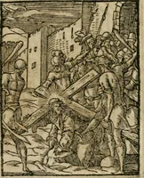 An illustration from Icones historicae Novi Testamenti, carminibus latinis et gallicis illustratae, in quibus exponitur historia in singulis exhibita figuris = Figures historiques du Nouveau Testament, accompagnées de quadrains en latin et en françois, qui exposent l'histoire representée en chaque figure (1681)