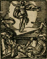 An illustration from Icones historicae Novi Testamenti, carminibus latinis et gallicis illustratae, in quibus exponitur historia in singulis exhibita figuris = Figures historiques du Nouveau Testament, accompagnées de quadrains en latin et en françois, qui exposent l'histoire representée en chaque figure (1681)