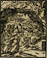 An illustration from Icones historicae Novi Testamenti, carminibus latinis et gallicis illustratae, in quibus exponitur historia in singulis exhibita figuris = Figures historiques du Nouveau Testament, accompagnées de quadrains en latin et en françois, qui exposent l'histoire representée en chaque figure (1681)