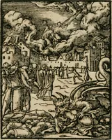 An illustration from Icones historicae Novi Testamenti, carminibus latinis et gallicis illustratae, in quibus exponitur historia in singulis exhibita figuris = Figures historiques du Nouveau Testament, accompagnées de quadrains en latin et en françois, qui exposent l'histoire representée en chaque figure (1681)