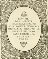 An illustration from Icones, id est, Verae imagines virorvm doctrina simvl et pietate illvstrivm, qvorvm praecipuè ministerio partim bonarum literarum studia sunt restituta, partim vera religio in variis orbis christiani regionibus, nostra patrúmque memoria fuit instaurata: additis eorundem vitae & operae descriptionibus, quibus adiectae sunt nonnullae picturae quas emblemata vocant (1580)