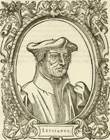 An illustration from Icones, id est, Verae imagines virorvm doctrina simvl et pietate illvstrivm, qvorvm praecipuè ministerio partim bonarum literarum studia sunt restituta, partim vera religio in variis orbis christiani regionibus, nostra patrúmque memoria fuit instaurata: additis eorundem vitae & operae descriptionibus, quibus adiectae sunt nonnullae picturae quas emblemata vocant (1580)