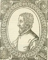 An illustration from Icones, id est, Verae imagines virorvm doctrina simvl et pietate illvstrivm, qvorvm praecipuè ministerio partim bonarum literarum studia sunt restituta, partim vera religio in variis orbis christiani regionibus, nostra patrúmque memoria fuit instaurata: additis eorundem vitae & operae descriptionibus, quibus adiectae sunt nonnullae picturae quas emblemata vocant (1580)