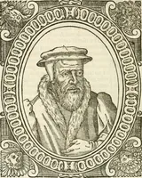 An illustration from Icones, id est, Verae imagines virorvm doctrina simvl et pietate illvstrivm, qvorvm praecipuè ministerio partim bonarum literarum studia sunt restituta, partim vera religio in variis orbis christiani regionibus, nostra patrúmque memoria fuit instaurata: additis eorundem vitae & operae descriptionibus, quibus adiectae sunt nonnullae picturae quas emblemata vocant (1580)