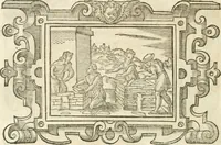 An illustration from Icones, id est, Verae imagines virorvm doctrina simvl et pietate illvstrivm, qvorvm praecipuè ministerio partim bonarum literarum studia sunt restituta, partim vera religio in variis orbis christiani regionibus, nostra patrúmque memoria fuit instaurata: additis eorundem vitae & operae descriptionibus, quibus adiectae sunt nonnullae picturae quas emblemata vocant (1580)