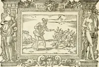 Picture 127 of 138 from Icones, id est, Verae imagines virorvm doctrina simvl et pietate illvstrivm, qvorvm praecipuè ministerio partim bonarum literarum studia sunt restituta, partim vera religio in variis orbis christiani regionibus, nostra patrúmque memoria fuit instaurata: additis eorundem vitae & operae descriptionibus, quibus adiectae sunt nonnullae picturae quas emblemata vocant (1580), leaf 309