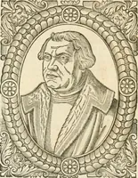 An illustration from Icones, id est, Verae imagines virorvm doctrina simvl et pietate illvstrivm, qvorvm praecipuè ministerio partim bonarum literarum studia sunt restituta, partim vera religio in variis orbis christiani regionibus, nostra patrúmque memoria fuit instaurata: additis eorundem vitae & operae descriptionibus, quibus adiectae sunt nonnullae picturae quas emblemata vocant (1580)