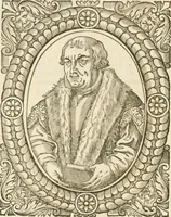 An illustration from Icones, id est, Verae imagines virorvm doctrina simvl et pietate illvstrivm, qvorvm praecipuè ministerio partim bonarum literarum studia sunt restituta, partim vera religio in variis orbis christiani regionibus, nostra patrúmque memoria fuit instaurata: additis eorundem vitae & operae descriptionibus, quibus adiectae sunt nonnullae picturae quas emblemata vocant (1580)