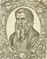 An illustration from Icones, id est, Verae imagines virorvm doctrina simvl et pietate illvstrivm, qvorvm praecipuè ministerio partim bonarum literarum studia sunt restituta, partim vera religio in variis orbis christiani regionibus, nostra patrúmque memoria fuit instaurata: additis eorundem vitae & operae descriptionibus, quibus adiectae sunt nonnullae picturae quas emblemata vocant (1580)