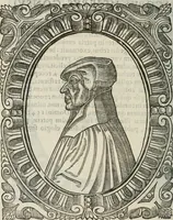 An illustration from Icones, id est, Verae imagines virorum doctrina simul et pietate illustrium, : quorum praecipuè ministerio partim bonarum literarum studia sunt restituta, partim vera religio in variis orbis Christiani regionibus, nostra patrúmque memoria fuit instaurata : additis eorundem vitae & operae descriptionibus, quibus adiectae sunt nonnullae picturae quas emblemata vocant. (1580)