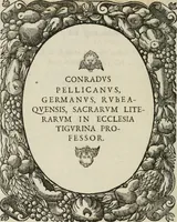 An illustration from Icones, id est, Verae imagines virorum doctrina simul et pietate illustrium, : quorum praecipuè ministerio partim bonarum literarum studia sunt restituta, partim vera religio in variis orbis Christiani regionibus, nostra patrúmque memoria fuit instaurata : additis eorundem vitae & operae descriptionibus, quibus adiectae sunt nonnullae picturae quas emblemata vocant. (1580)