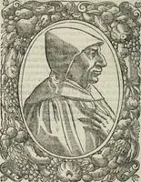 An illustration from Icones, id est, Verae imagines virorum doctrina simul et pietate illustrium, : quorum praecipuè ministerio partim bonarum literarum studia sunt restituta, partim vera religio in variis orbis Christiani regionibus, nostra patrúmque memoria fuit instaurata : additis eorundem vitae & operae descriptionibus, quibus adiectae sunt nonnullae picturae quas emblemata vocant. (1580)