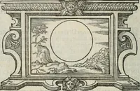 An illustration from Icones, id est, Verae imagines virorum doctrina simul et pietate illustrium, : quorum praecipuè ministerio partim bonarum literarum studia sunt restituta, partim vera religio in variis orbis Christiani regionibus, nostra patrúmque memoria fuit instaurata : additis eorundem vitae & operae descriptionibus, quibus adiectae sunt nonnullae picturae quas emblemata vocant. (1580)