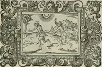 An illustration from Icones, id est, Verae imagines virorum doctrina simul et pietate illustrium, : quorum praecipuè ministerio partim bonarum literarum studia sunt restituta, partim vera religio in variis orbis Christiani regionibus, nostra patrúmque memoria fuit instaurata : additis eorundem vitae & operae descriptionibus, quibus adiectae sunt nonnullae picturae quas emblemata vocant. (1580)