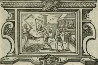 An illustration from Icones, id est, Verae imagines virorum doctrina simul et pietate illustrium, : quorum praecipuè ministerio partim bonarum literarum studia sunt restituta, partim vera religio in variis orbis Christiani regionibus, nostra patrúmque memoria fuit instaurata : additis eorundem vitae & operae descriptionibus, quibus adiectae sunt nonnullae picturae quas emblemata vocant. (1580)