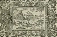 An illustration from Icones, id est, Verae imagines virorum doctrina simul et pietate illustrium, : quorum praecipuè ministerio partim bonarum literarum studia sunt restituta, partim vera religio in variis orbis Christiani regionibus, nostra patrúmque memoria fuit instaurata : additis eorundem vitae & operae descriptionibus, quibus adiectae sunt nonnullae picturae quas emblemata vocant. (1580)