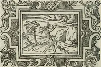 An illustration from Icones, id est, Verae imagines virorum doctrina simul et pietate illustrium, : quorum praecipuè ministerio partim bonarum literarum studia sunt restituta, partim vera religio in variis orbis Christiani regionibus, nostra patrúmque memoria fuit instaurata : additis eorundem vitae & operae descriptionibus, quibus adiectae sunt nonnullae picturae quas emblemata vocant. (1580)