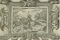 An illustration from Icones, id est, Verae imagines virorum doctrina simul et pietate illustrium, : quorum praecipuè ministerio partim bonarum literarum studia sunt restituta, partim vera religio in variis orbis Christiani regionibus, nostra patrúmque memoria fuit instaurata : additis eorundem vitae & operae descriptionibus, quibus adiectae sunt nonnullae picturae quas emblemata vocant. (1580)