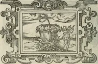 An illustration from Icones, id est, Verae imagines virorum doctrina simul et pietate illustrium, : quorum praecipuè ministerio partim bonarum literarum studia sunt restituta, partim vera religio in variis orbis Christiani regionibus, nostra patrúmque memoria fuit instaurata : additis eorundem vitae & operae descriptionibus, quibus adiectae sunt nonnullae picturae quas emblemata vocant. (1580)