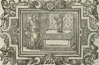 An illustration from Icones, id est, Verae imagines virorum doctrina simul et pietate illustrium, : quorum praecipuè ministerio partim bonarum literarum studia sunt restituta, partim vera religio in variis orbis Christiani regionibus, nostra patrúmque memoria fuit instaurata : additis eorundem vitae & operae descriptionibus, quibus adiectae sunt nonnullae picturae quas emblemata vocant. (1580)