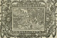 An illustration from Icones, id est, Verae imagines virorum doctrina simul et pietate illustrium, : quorum praecipuè ministerio partim bonarum literarum studia sunt restituta, partim vera religio in variis orbis Christiani regionibus, nostra patrúmque memoria fuit instaurata : additis eorundem vitae & operae descriptionibus, quibus adiectae sunt nonnullae picturae quas emblemata vocant. (1580)