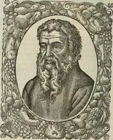 An illustration from Icones, id est, Verae imagines virorum doctrina simul et pietate illustrium, : quorum praecipuè ministerio partim bonarum literarum studia sunt restituta, partim vera religio in variis orbis Christiani regionibus, nostra patrúmque memoria fuit instaurata : additis eorundem vitae & operae descriptionibus, quibus adiectae sunt nonnullae picturae quas emblemata vocant. (1580)