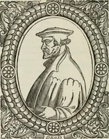 An illustration from Icones, id est, Verae imagines virorum doctrina simul et pietate illustrium, : quorum praecipuè ministerio partim bonarum literarum studia sunt restituta, partim vera religio in variis orbis Christiani regionibus, nostra patrúmque memoria fuit instaurata : additis eorundem vitae & operae descriptionibus, quibus adiectae sunt nonnullae picturae quas emblemata vocant. (1580)